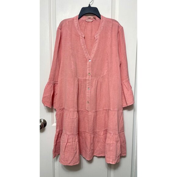New Faherty Womens Dream Cotton Gauze Kasey Dress Casual Dress in Coral Size M - Picture 5 of 14